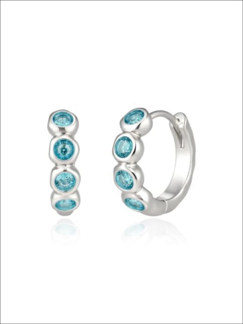 CZ Bubble Huggie Hoop Earrings Platinum 18K Gold Plated Bezel